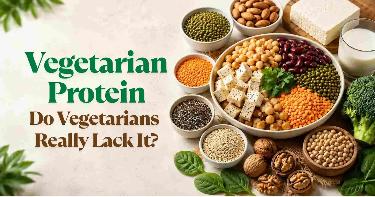 Vegetarian protein sources, including lentils, chickpeas, beans, tofu, nuts, seeds, and milk, show that vegetarians can meet their protein needs naturally