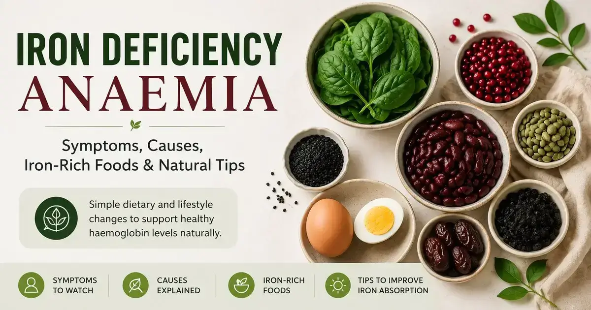 Iron-rich foods, including spinach, black raisins, dates, black sesame seeds, rajma, pumpkin seeds and eggs for iron deficiency anaemia.