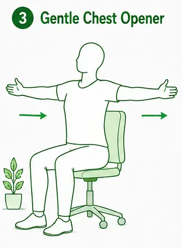 Person performing a seated chest-opening stretch with arms extended