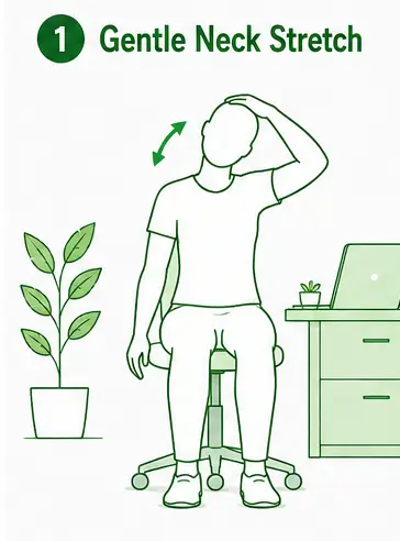Person performing a gentle neck stretch while seated